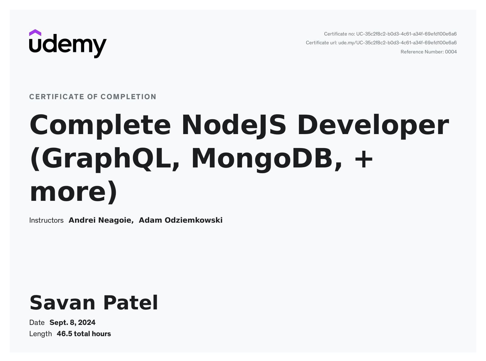 Complete NodeJS Developer